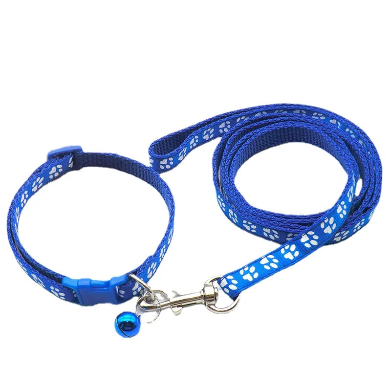 Cute Paw Print Dog Collar & Leash Set