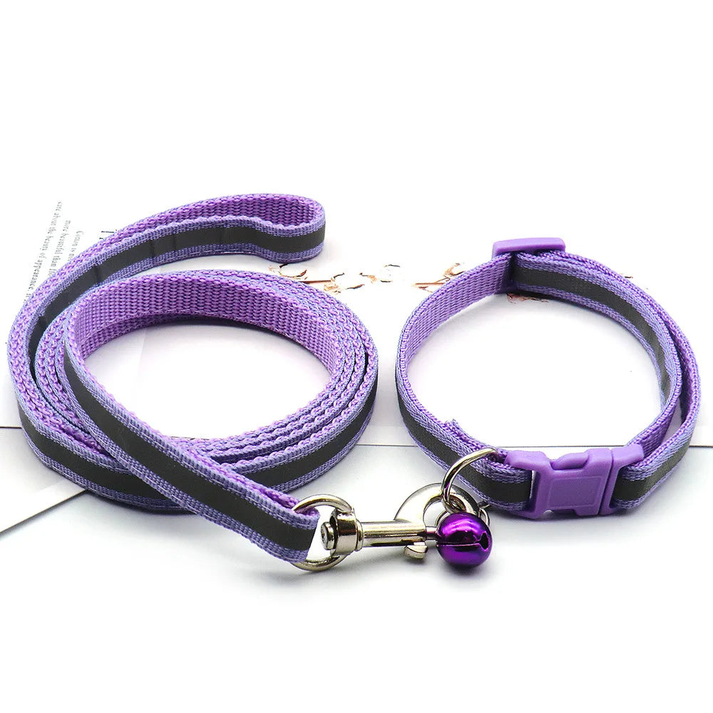 Cute Paw Print Dog Collar & Leash Set