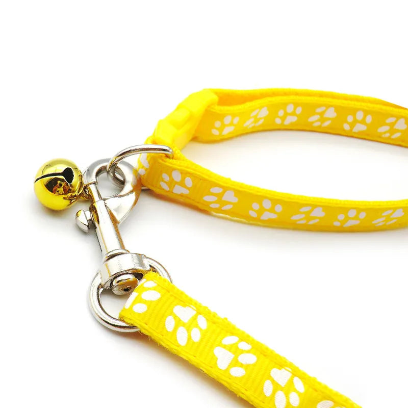 Cute Paw Print Dog Collar & Leash Set